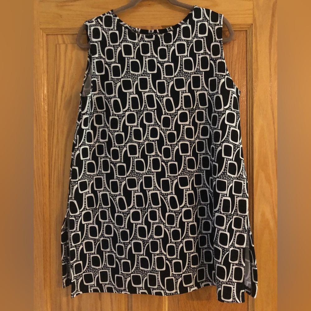 Clara Sun Woo Sleeveless Tunic Geometric Black White M